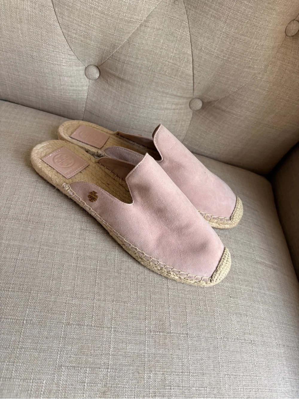 Women's Pink Suede Espadrille Mules- NEW!